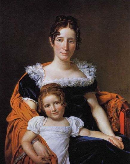 Jacques-Louis  David Portrait of the Comtesse Vilain XIIII and her Daughter oil painting image
